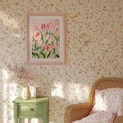 Pink Tulip Garden Botanical Wall Art Print-Skudaboo