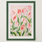 Pink Tulip Garden Botanical Wall Art Print-Skudaboo