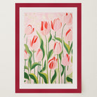 Pink Tulip Garden Botanical Wall Art Print-Skudaboo
