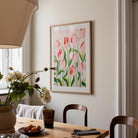 Pink Tulip Garden Botanical Wall Art Print-Skudaboo