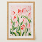 Pink Tulip Garden Botanical Wall Art Print-Skudaboo