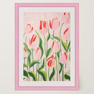 Pink Tulip Garden Botanical Wall Art Print-Skudaboo