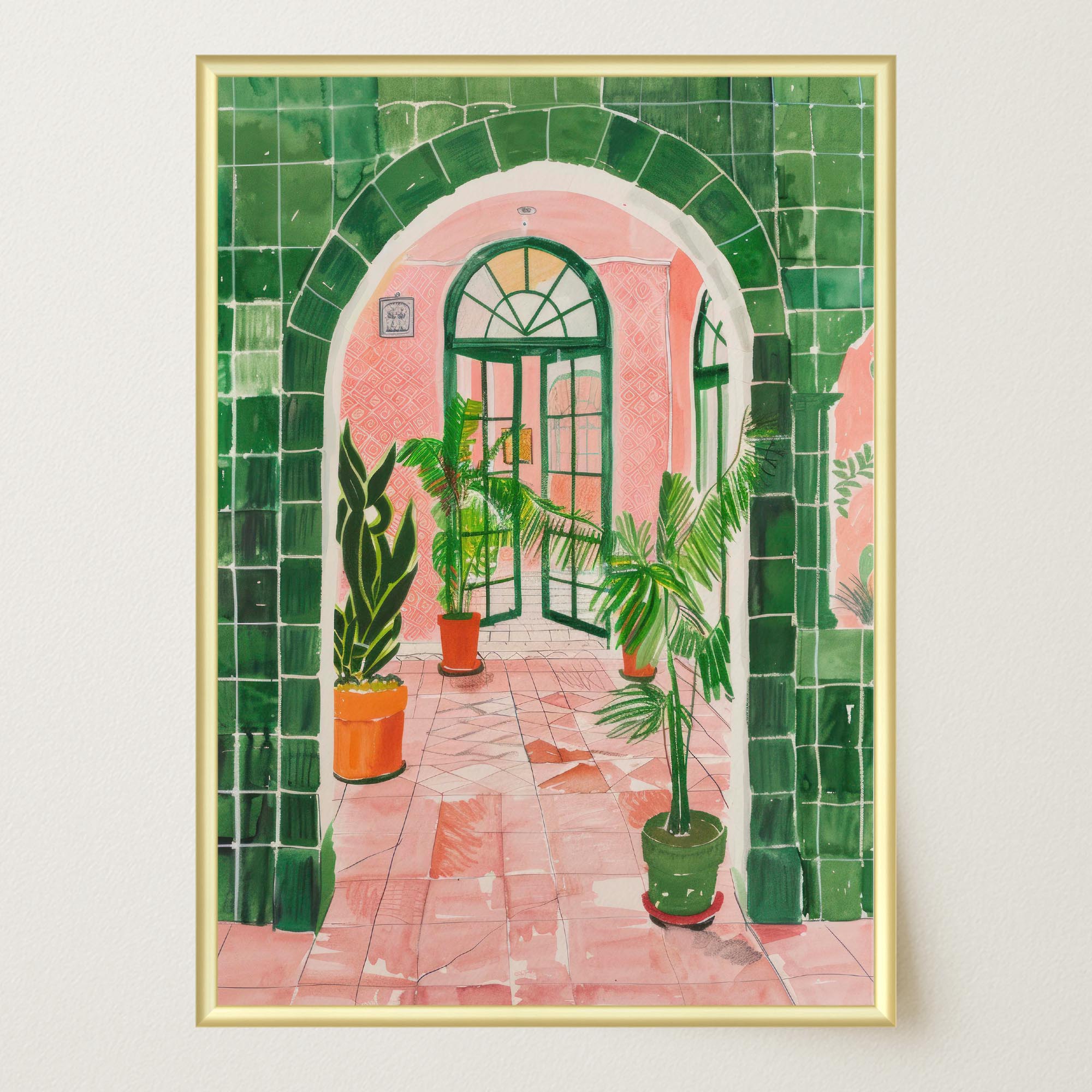 Mediterranean Garden Archway Wall Art Print-Skudaboo
