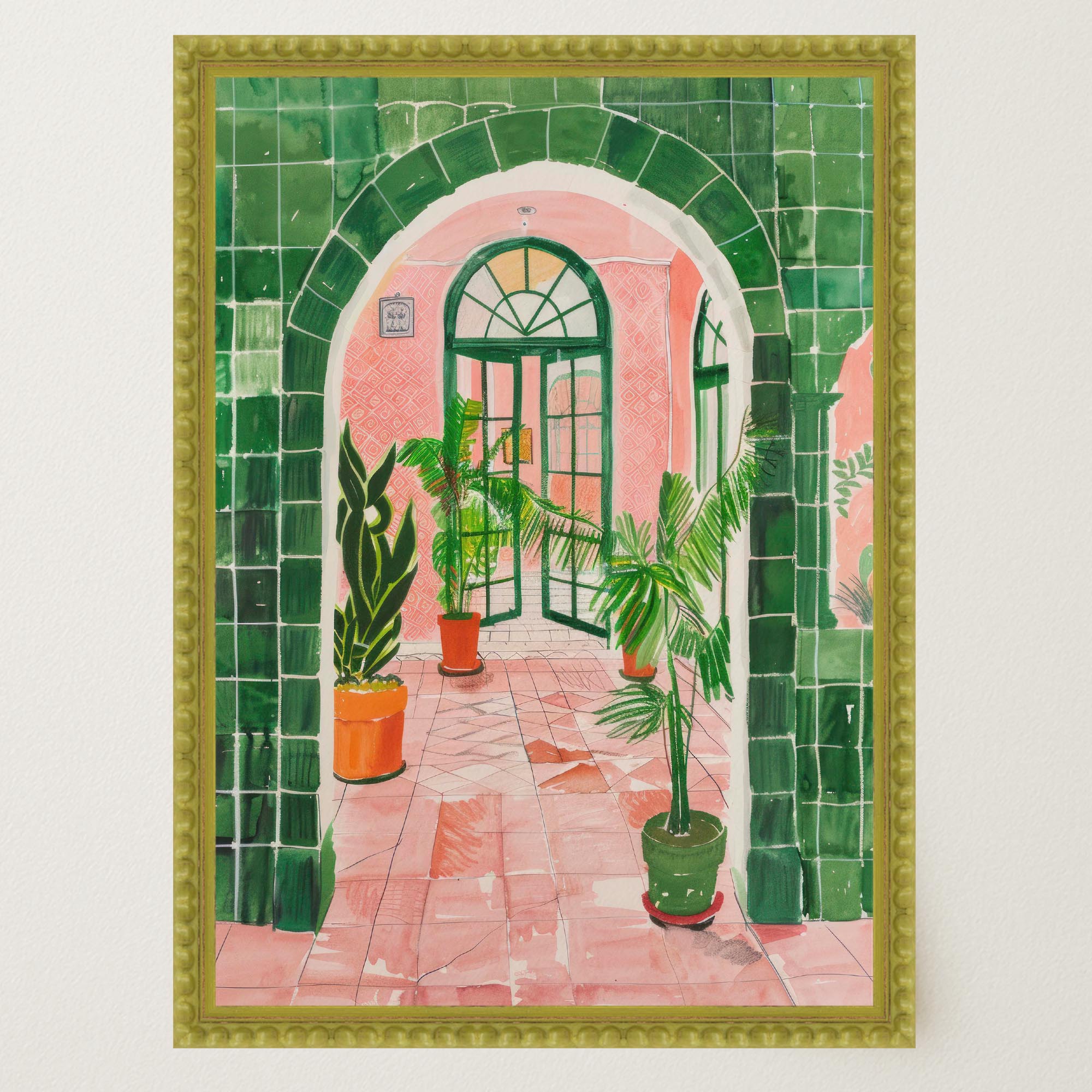 Mediterranean Garden Archway Wall Art Print-Skudaboo