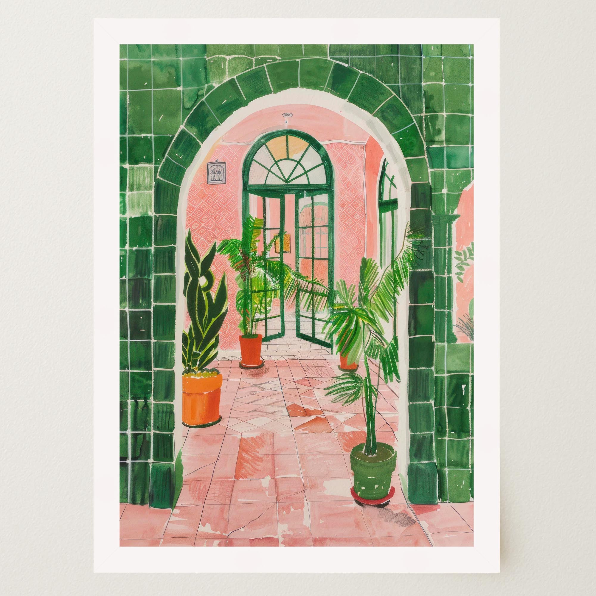 Mediterranean Garden Archway Wall Art Print-Skudaboo