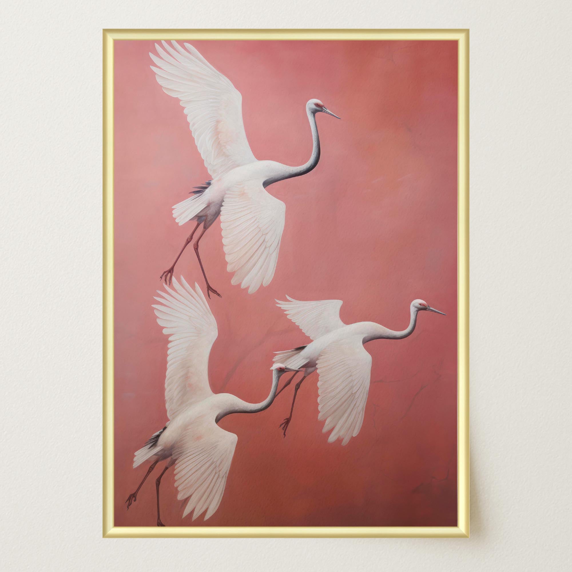 Flying Crane Birds Wall Art Print-Skudaboo