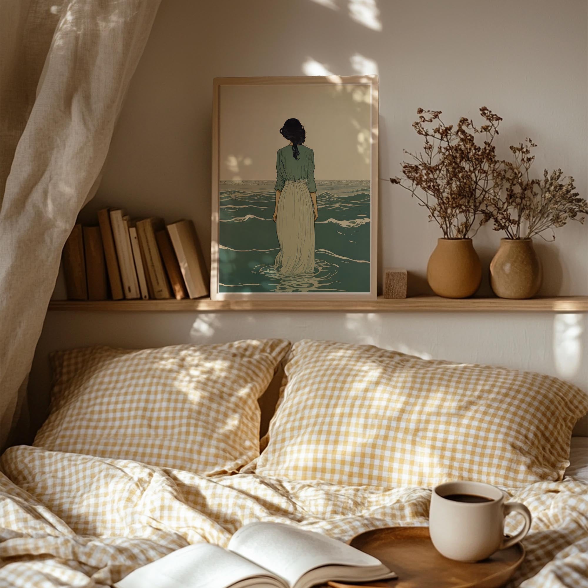 Woman Into the Sea Wall Art Print-Skudaboo