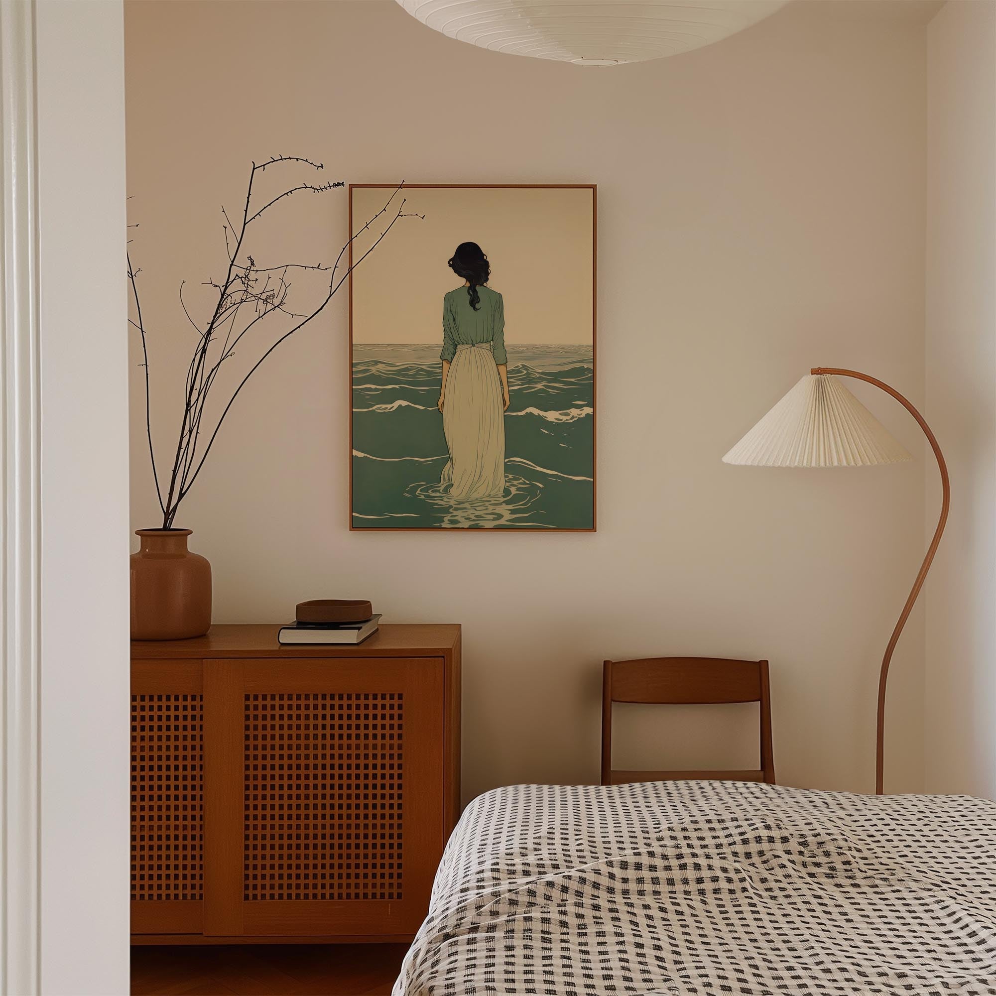 Woman Into the Sea Wall Art Print-Skudaboo