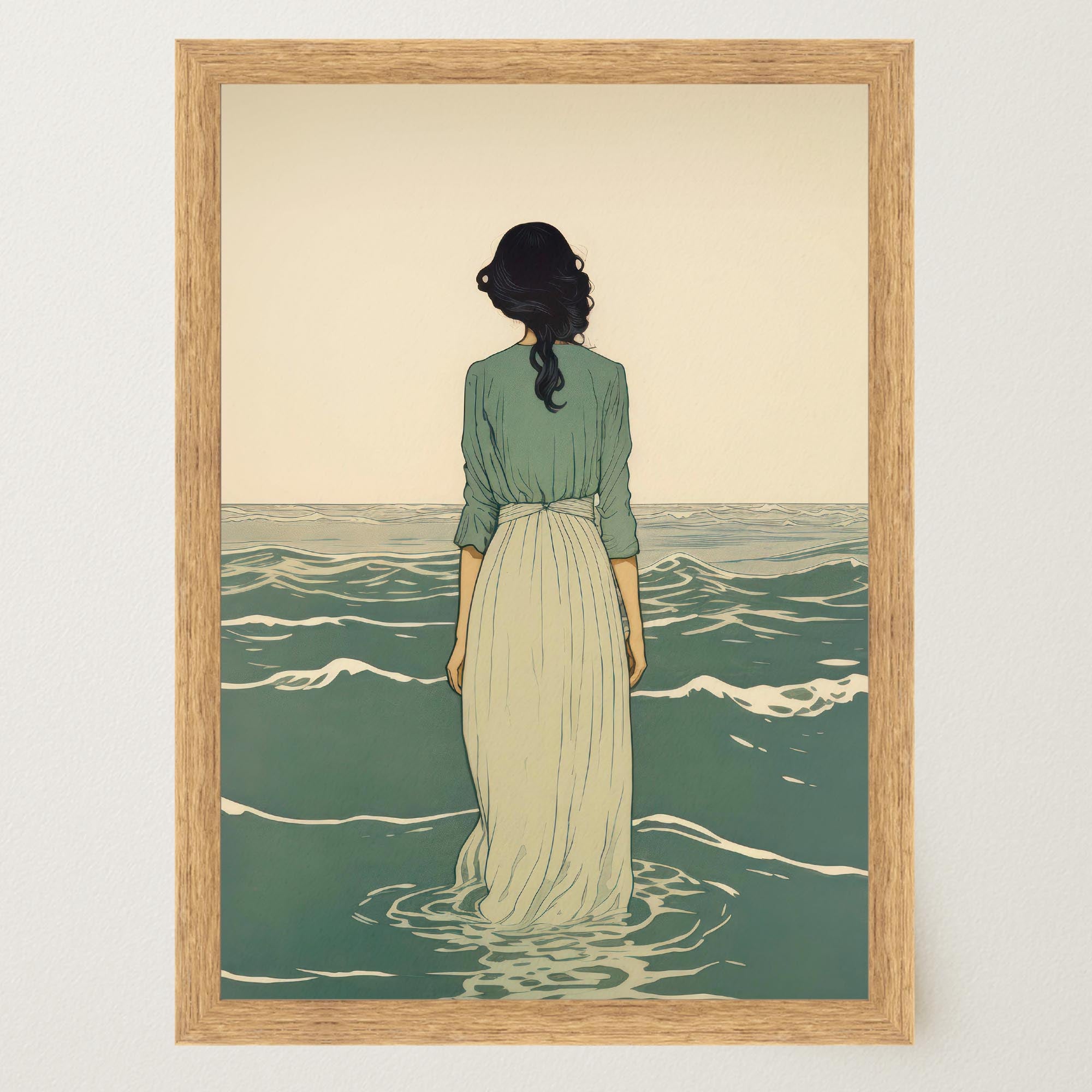 Woman Into the Sea Wall Art Print-Skudaboo