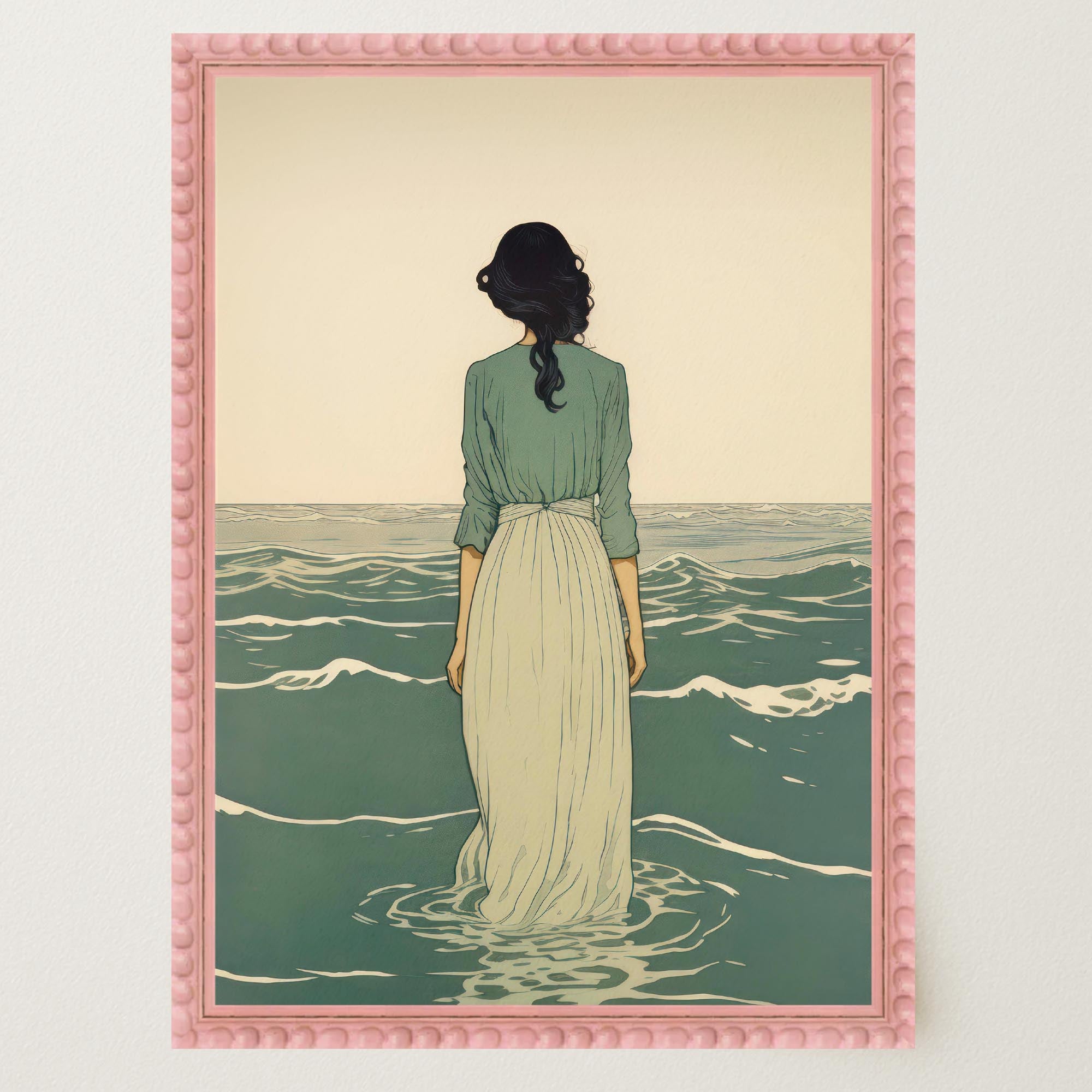 Woman Into the Sea Wall Art Print-Skudaboo