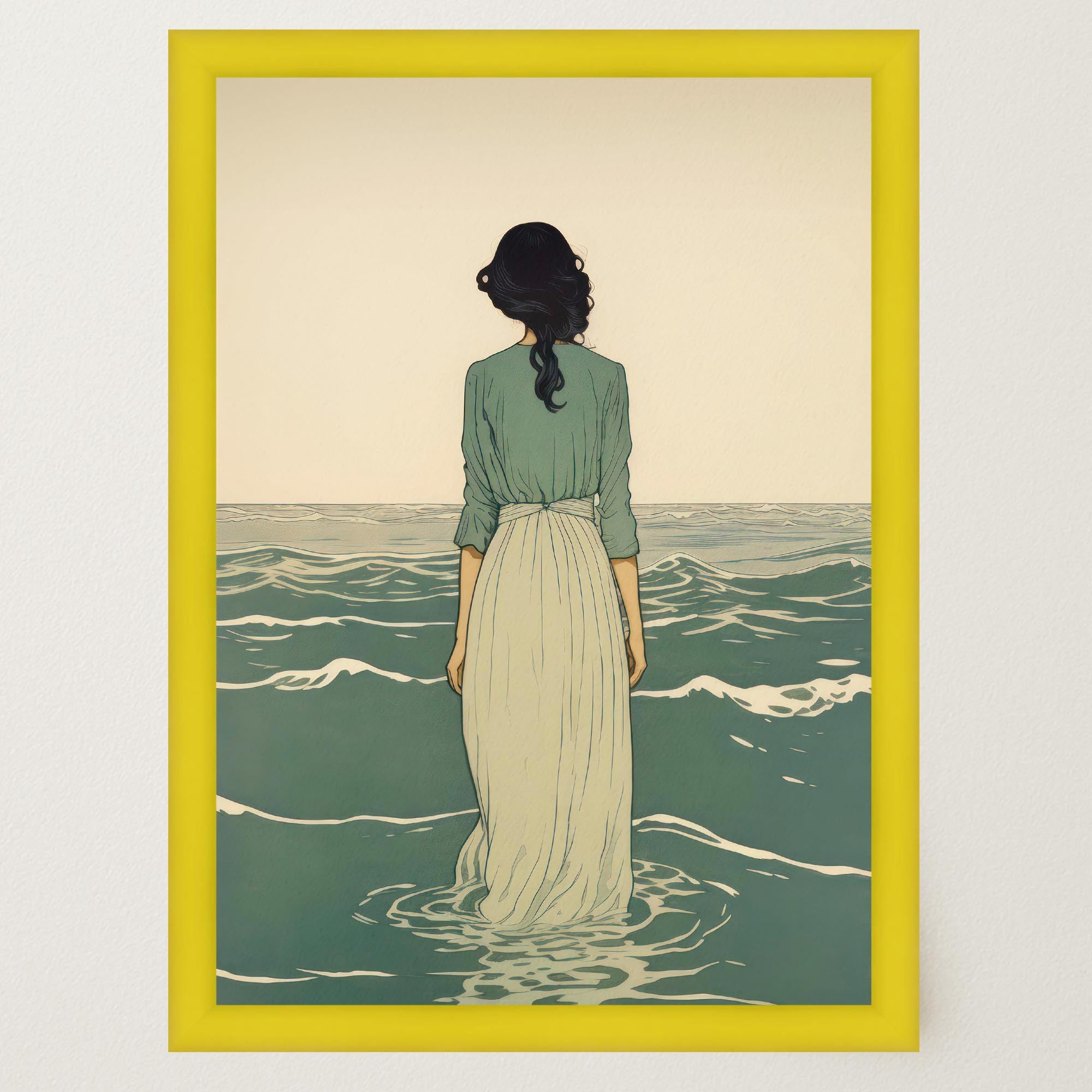 Woman Into the Sea Wall Art Print-Skudaboo