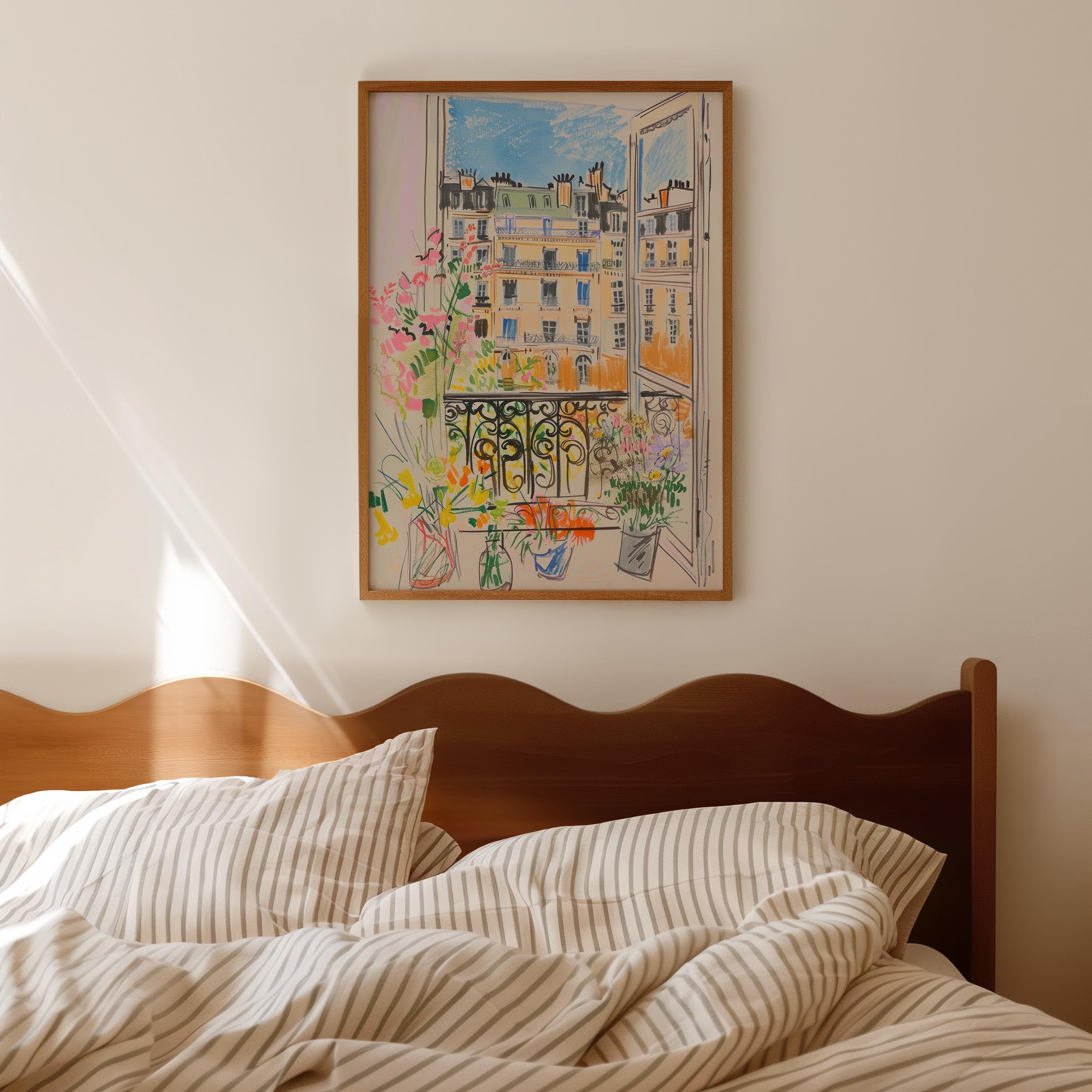 Pastel Paris Cityscape Wall Art Print-Skudaboo