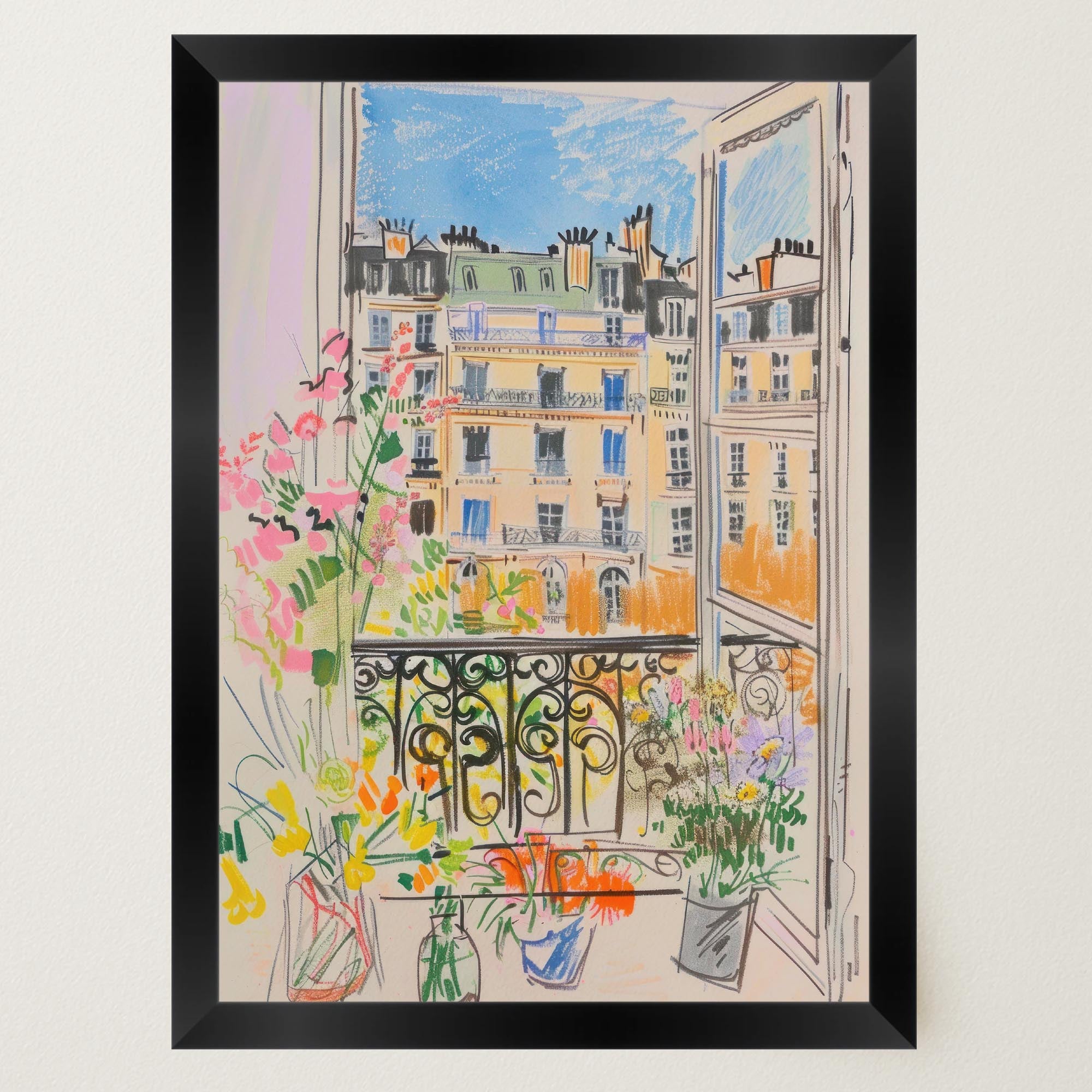 Pastel Paris Cityscape Wall Art Print-Skudaboo