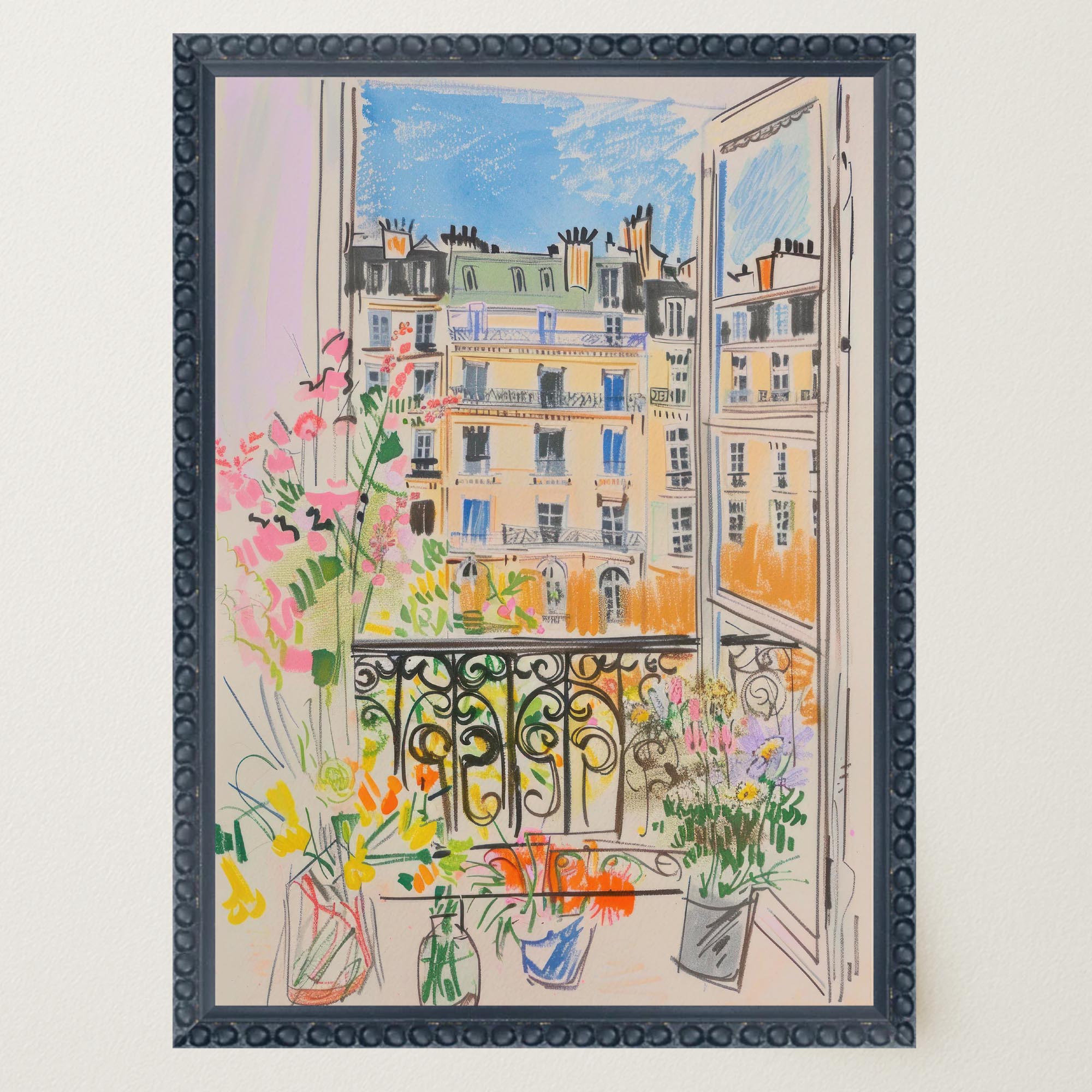 Pastel Paris Cityscape Wall Art Print-Skudaboo