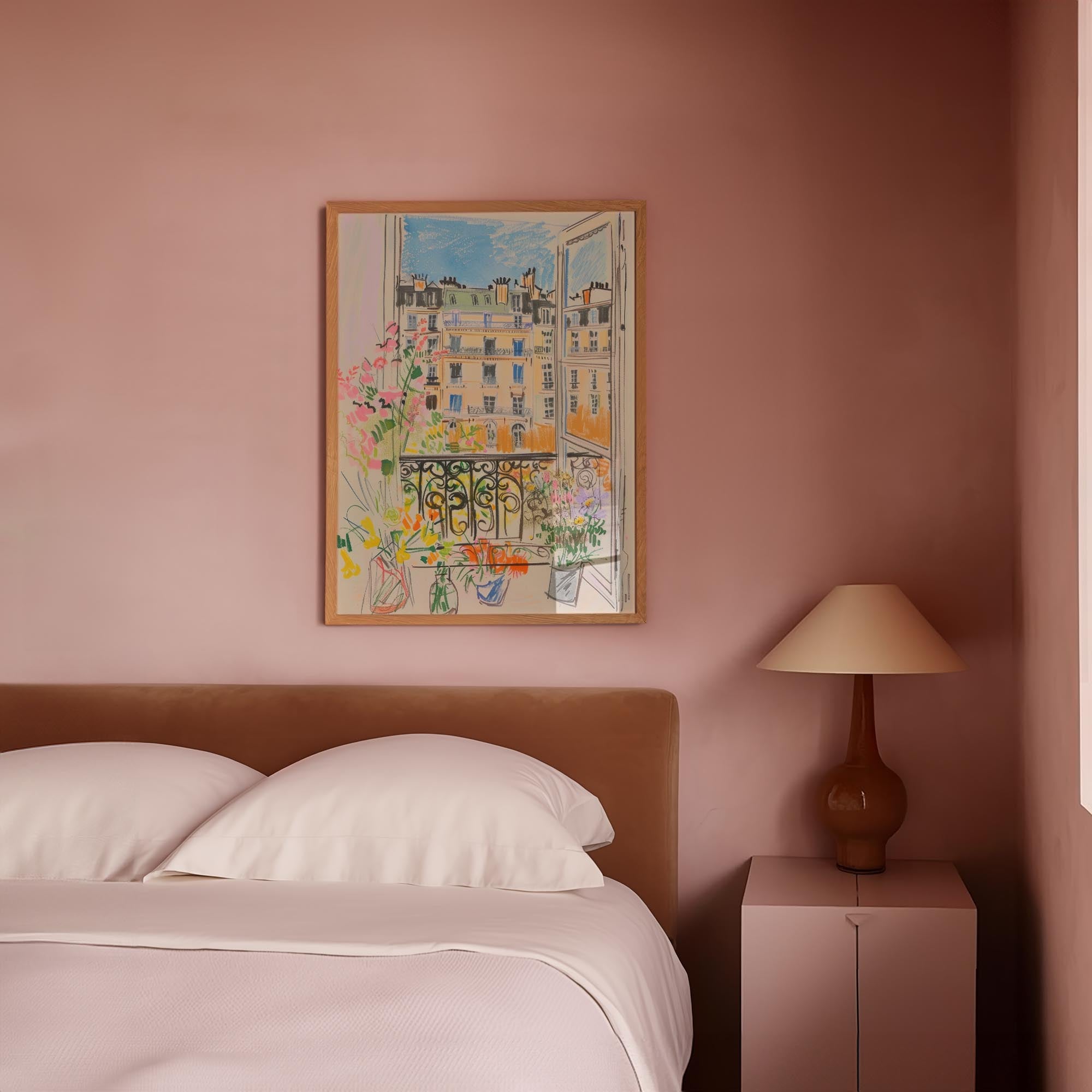 Pastel Paris Cityscape Wall Art Print-Skudaboo