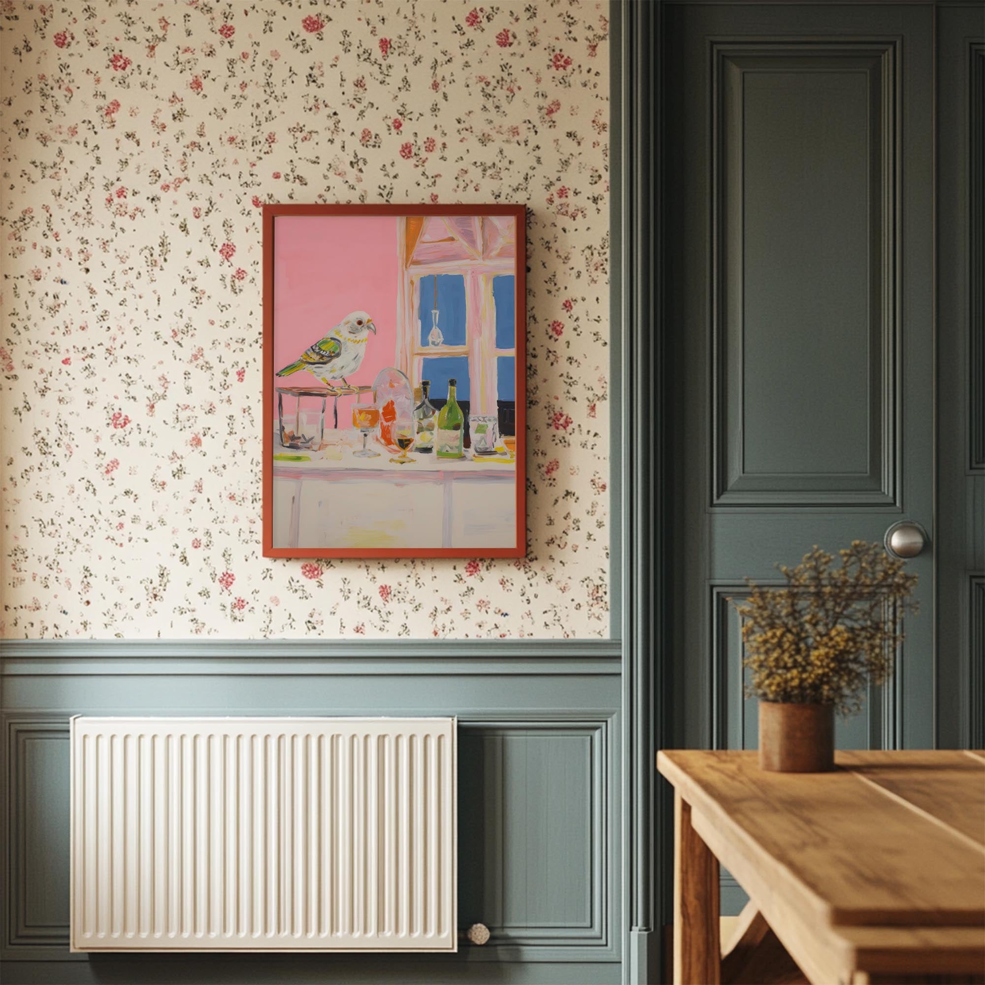 Colourful Bird on Bar Wall Art Print-Skudaboo