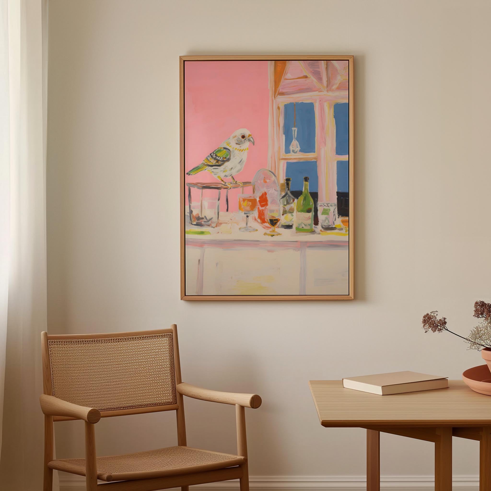 Colourful Bird on Bar Wall Art Print-Skudaboo