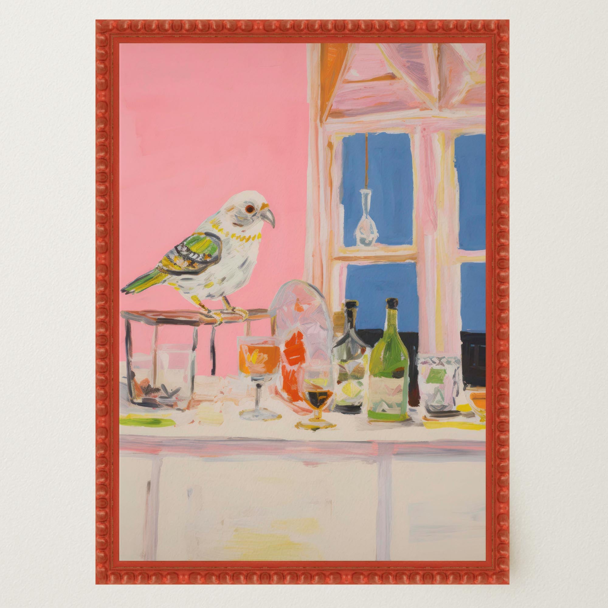 Colourful Bird on Bar Wall Art Print-Skudaboo
