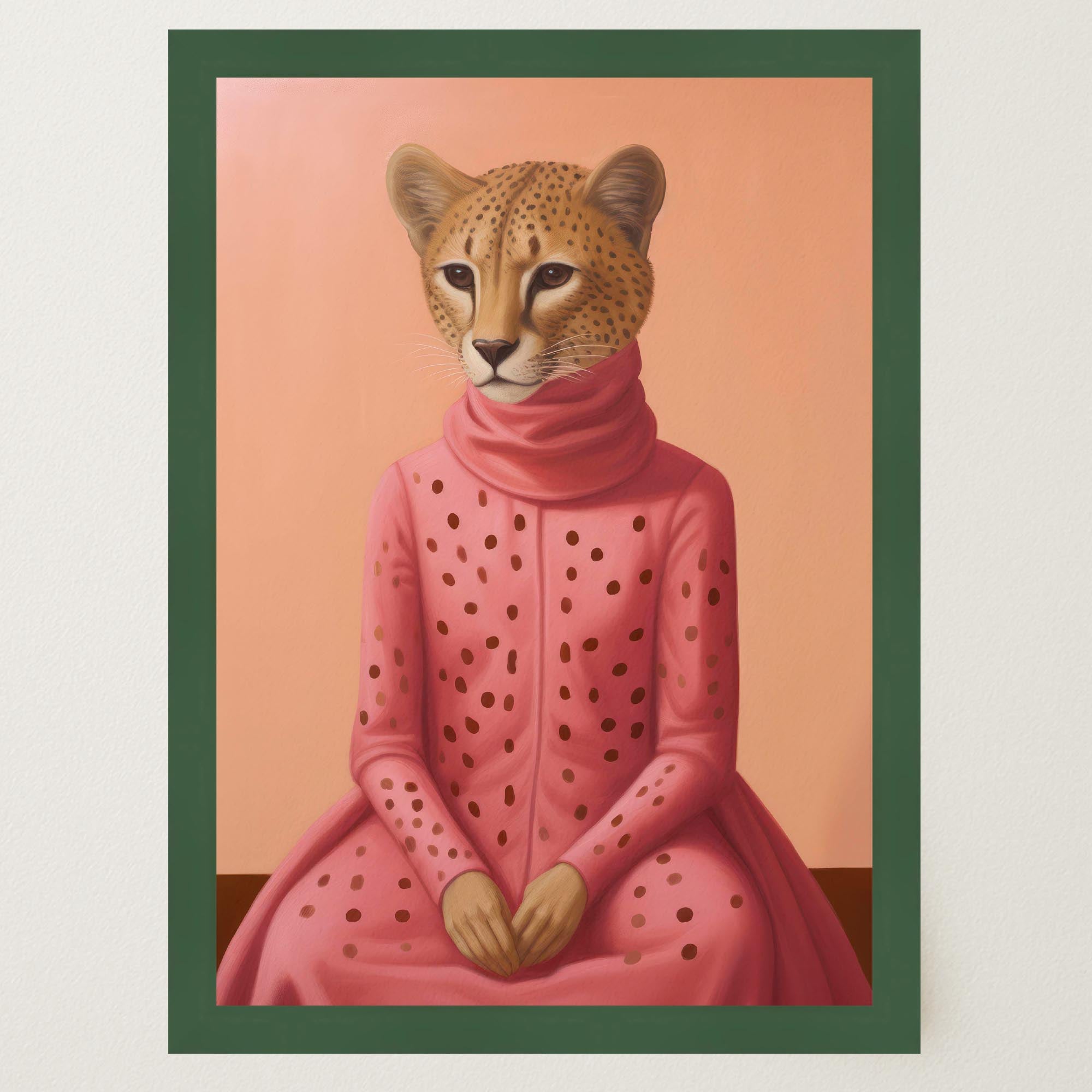 Pink Cheetah Portrait Art Print-Skudaboo