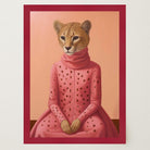 Pink Cheetah Portrait Art Print-Skudaboo