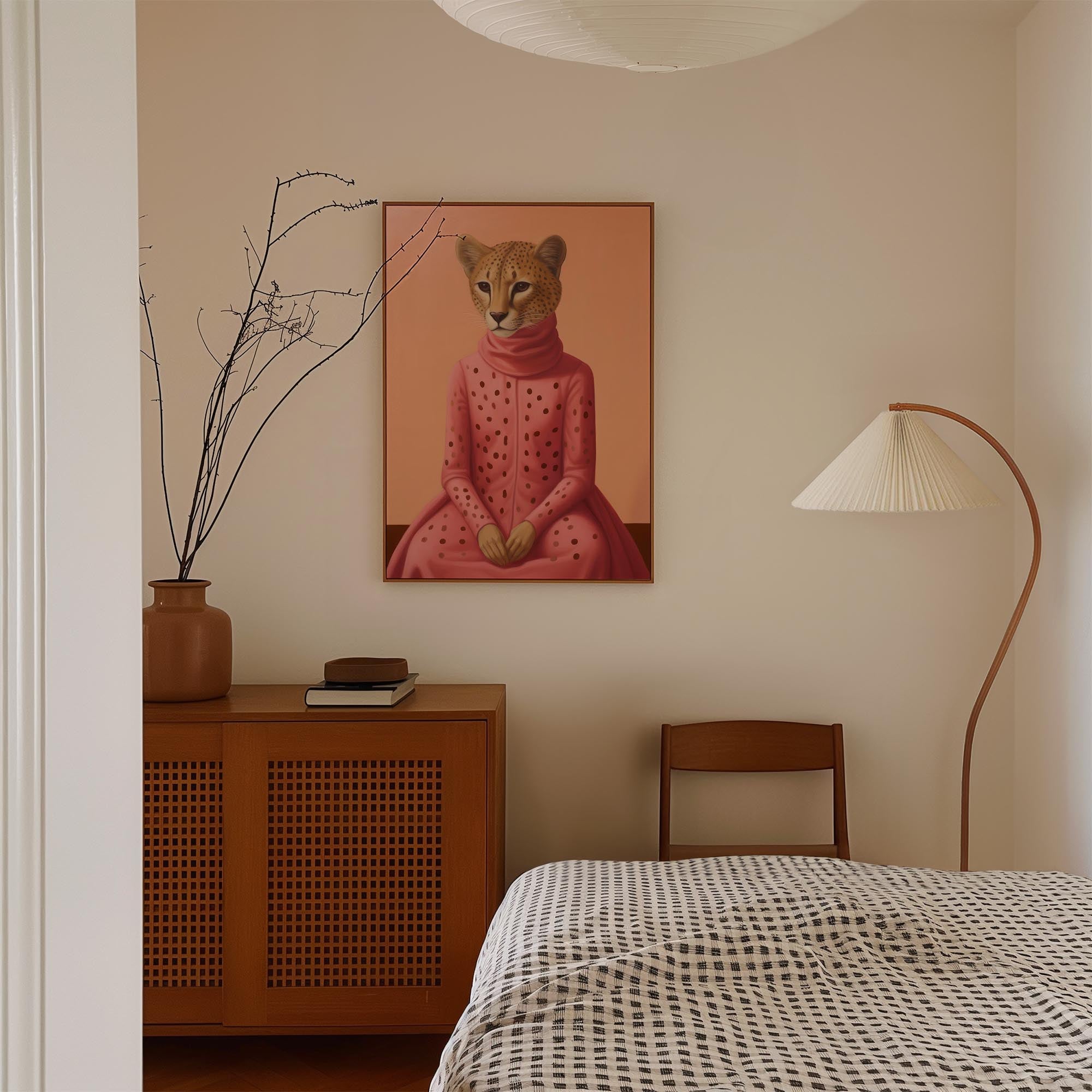 Pink Cheetah Portrait Art Print-Skudaboo