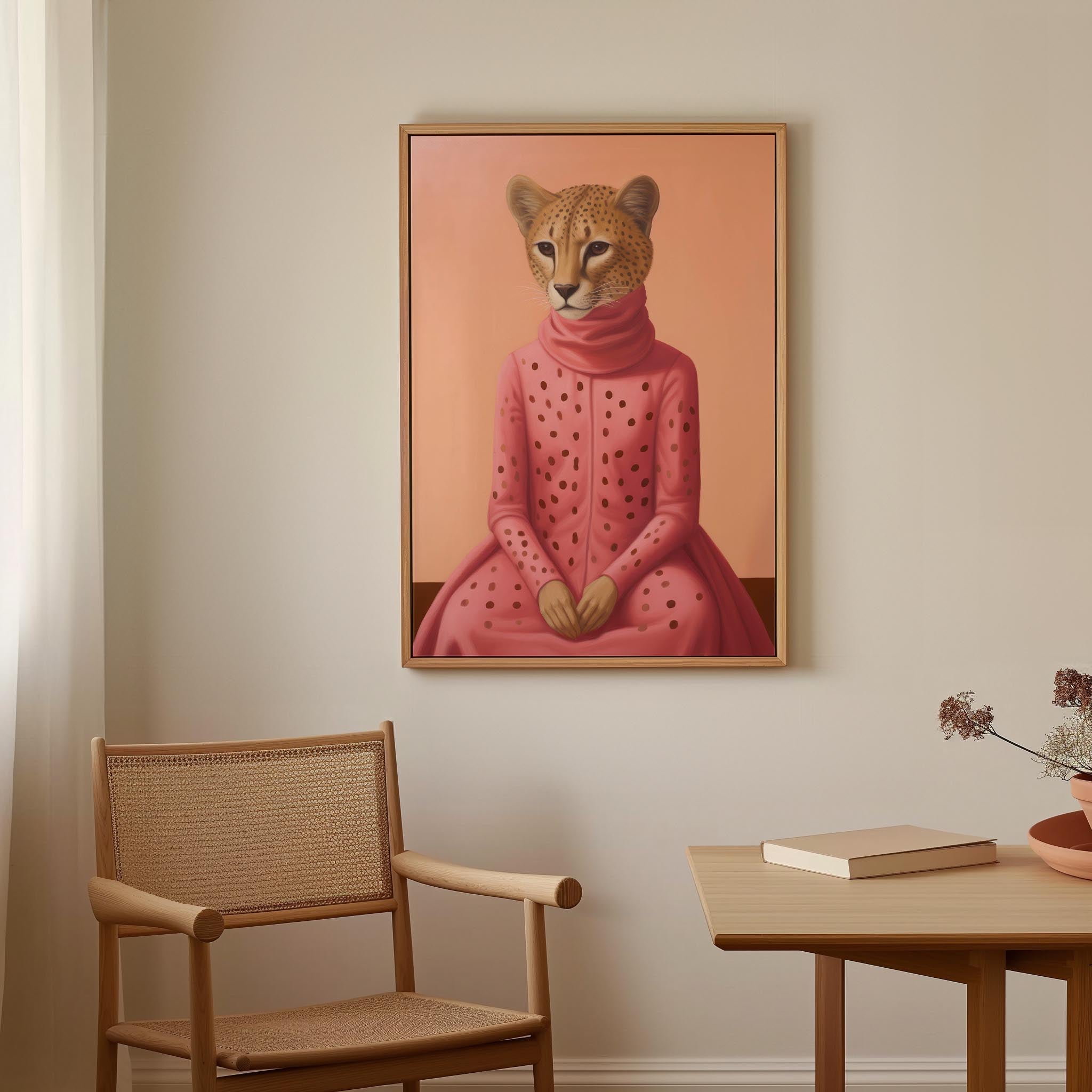 Pink Cheetah Portrait Art Print-Skudaboo