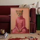 Pink Cheetah Portrait Art Print-Skudaboo