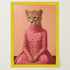 Pink Cheetah Portrait Art Print-Skudaboo