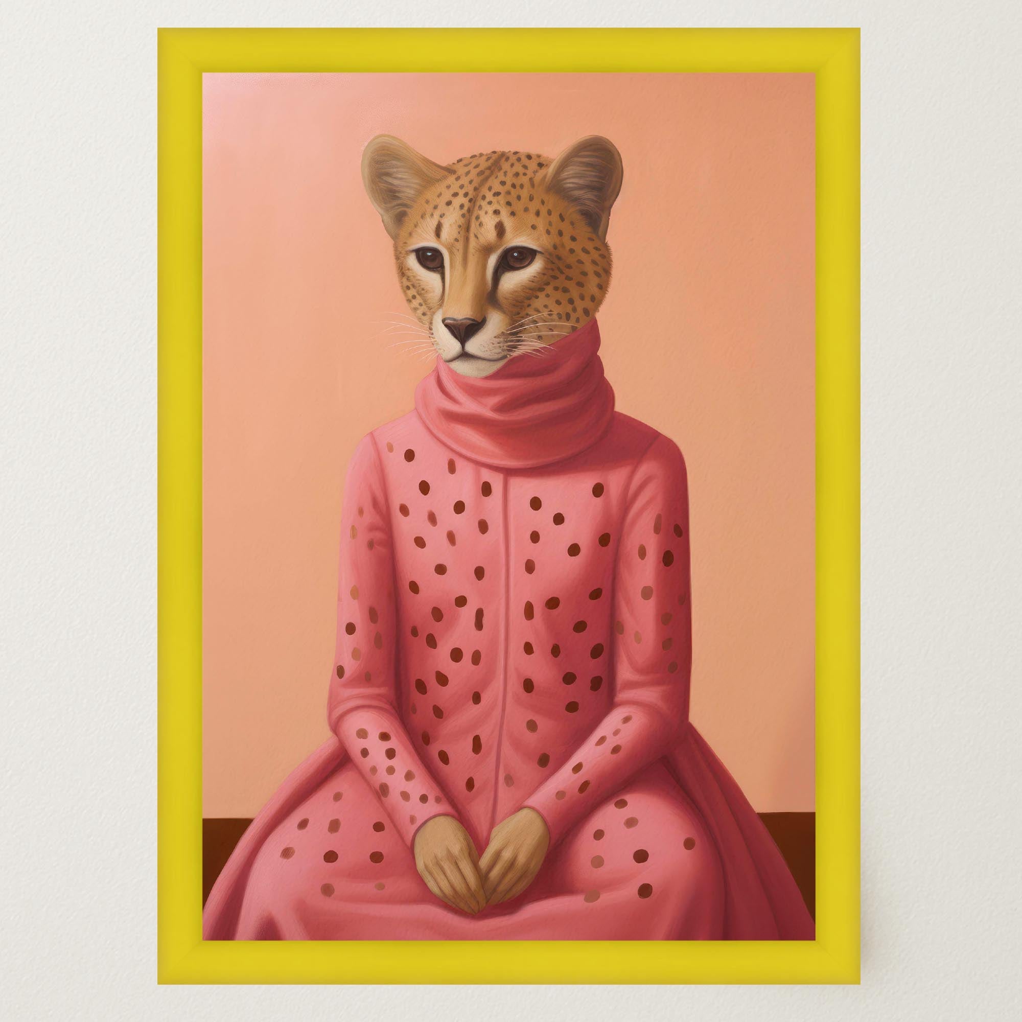 Pink Cheetah Portrait Art Print-Skudaboo