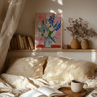 Pink and Blue Floral Vase Wall Art Print-Skudaboo