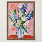 Pink and Blue Floral Vase Wall Art Print-Skudaboo