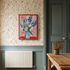 Pink and Blue Floral Vase Wall Art Print-Skudaboo