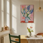 Pink and Blue Floral Vase Wall Art Print-Skudaboo