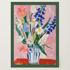 Pink and Blue Floral Vase Wall Art Print-Skudaboo
