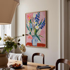 Pink and Blue Floral Vase Wall Art Print-Skudaboo