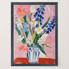 Pink and Blue Floral Vase Wall Art Print-Skudaboo