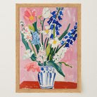 Pink and Blue Floral Vase Wall Art Print-Skudaboo