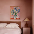 Pink and Blue Floral Vase Wall Art Print-Skudaboo