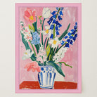 Pink and Blue Floral Vase Wall Art Print-Skudaboo