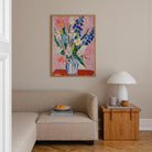 Pink and Blue Floral Vase Wall Art Print-Skudaboo