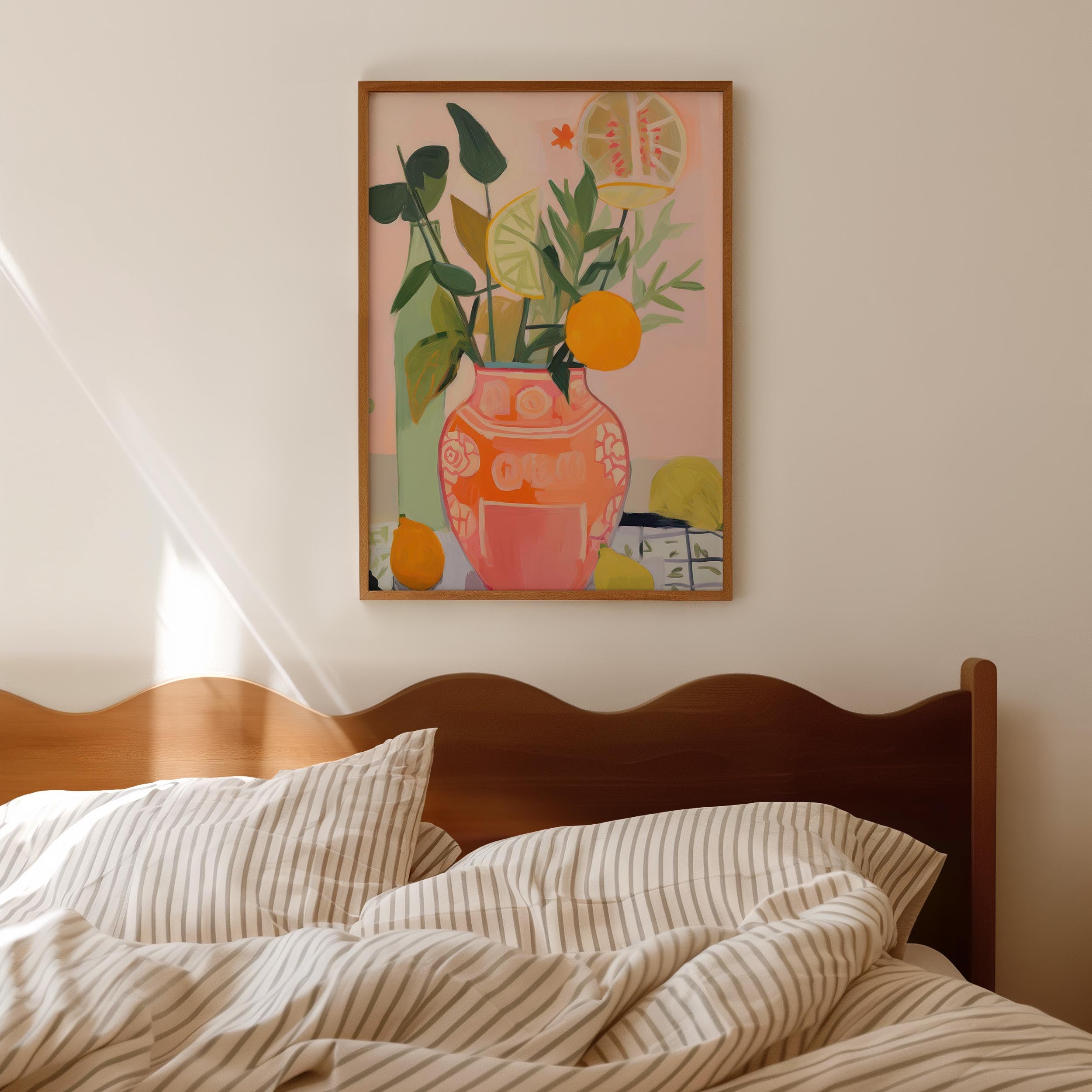 Vase of Oranges Still Life Wall Art Print-Skudaboo