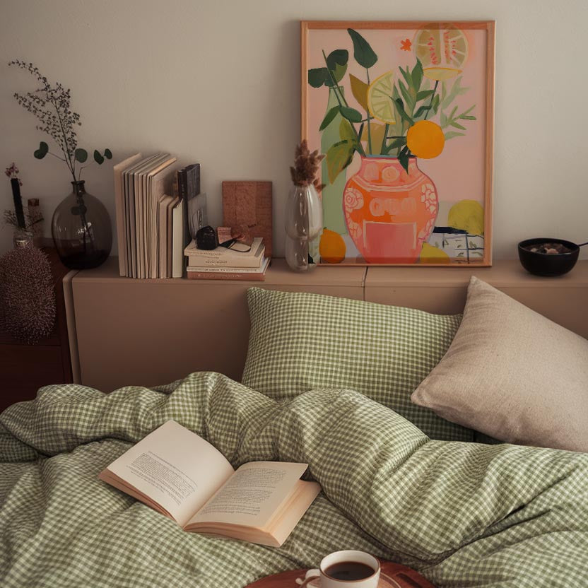 Vase of Oranges Still Life Wall Art Print-Skudaboo