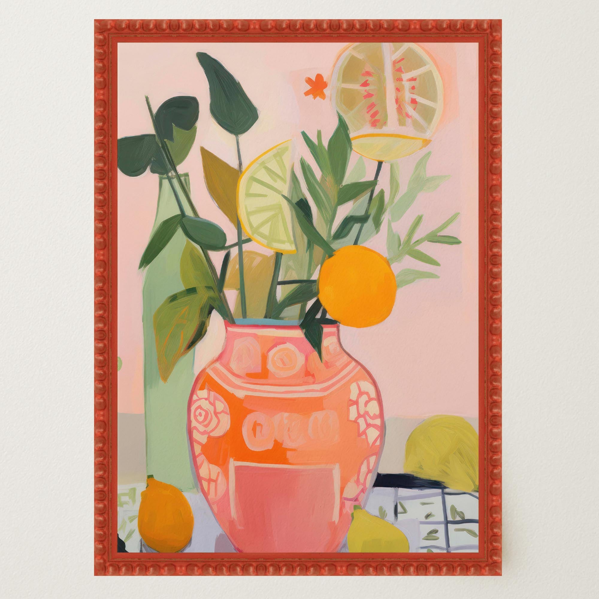 Vase of Oranges Still Life Wall Art Print-Skudaboo