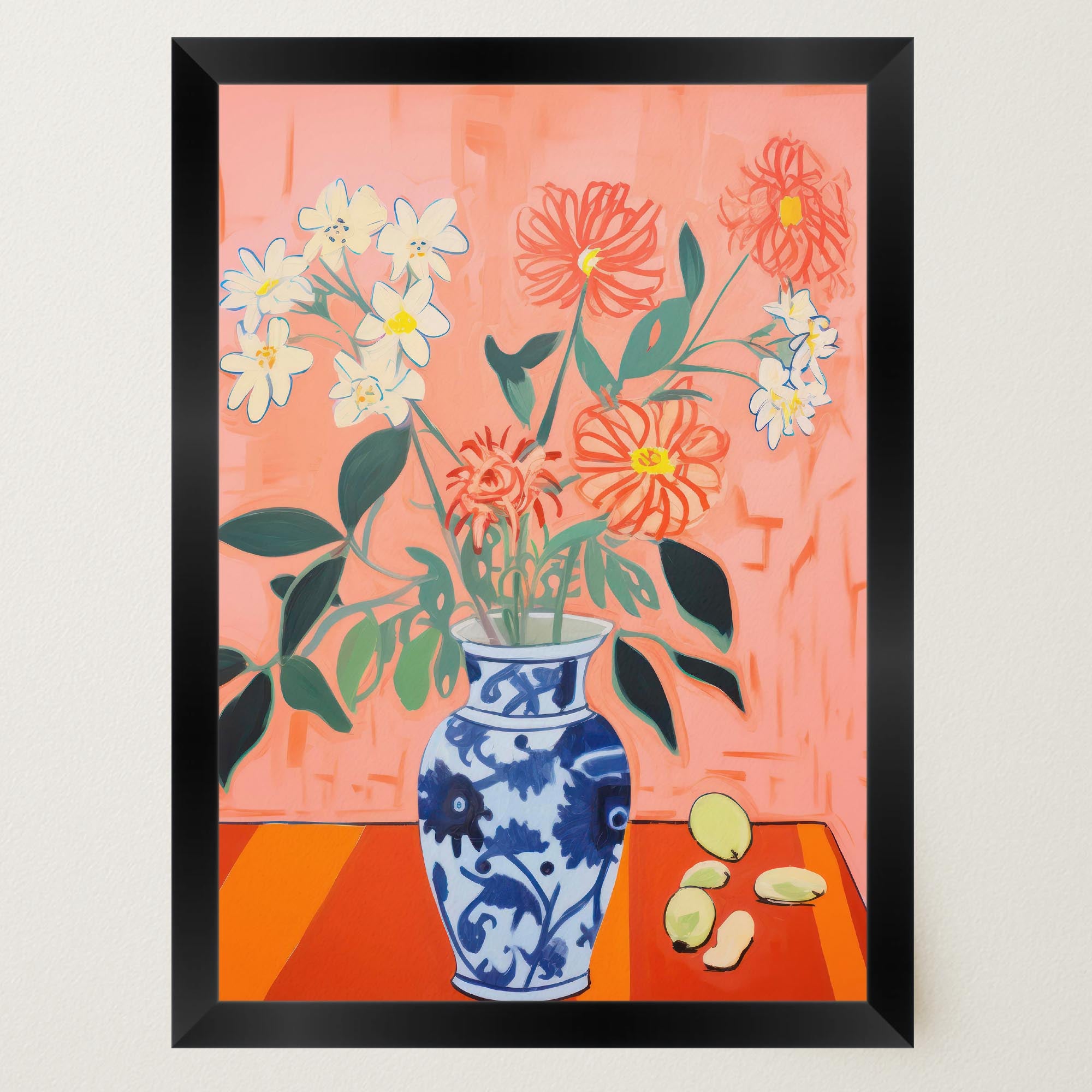 Colourful Floral Vase Still Life Wall Art Print-Skudaboo