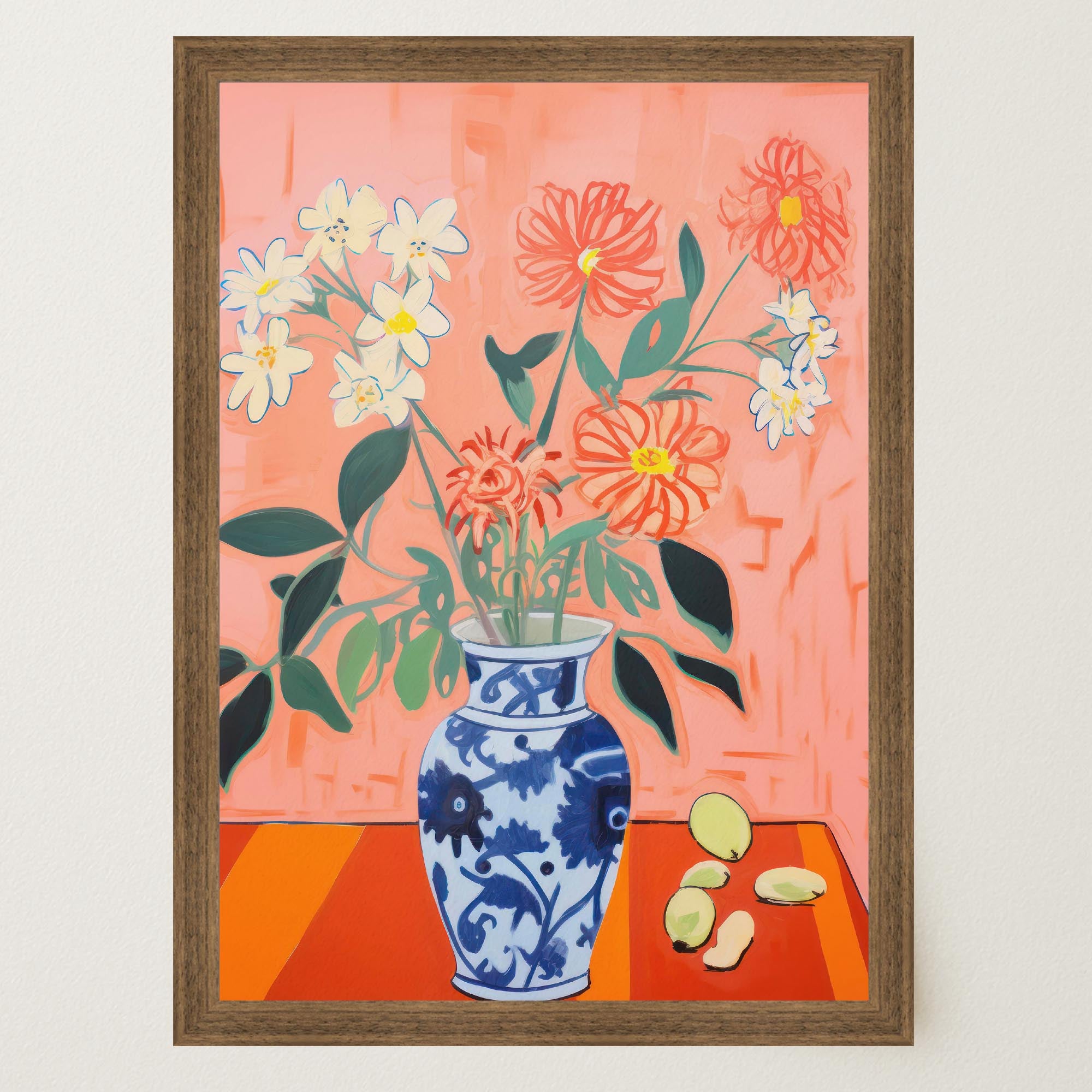 Colourful Floral Vase Still Life Wall Art Print-Skudaboo