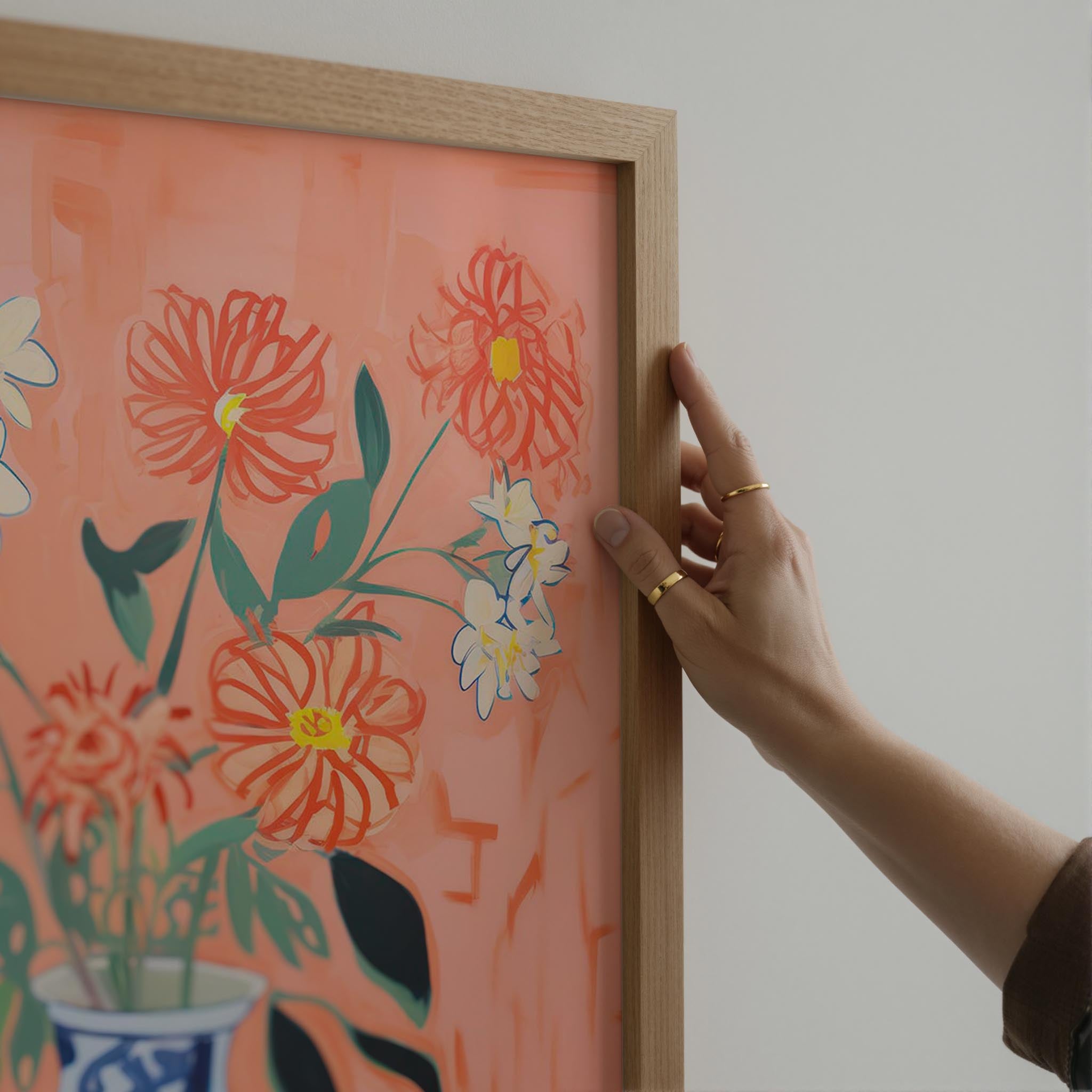 Colourful Floral Vase Still Life Wall Art Print-Skudaboo