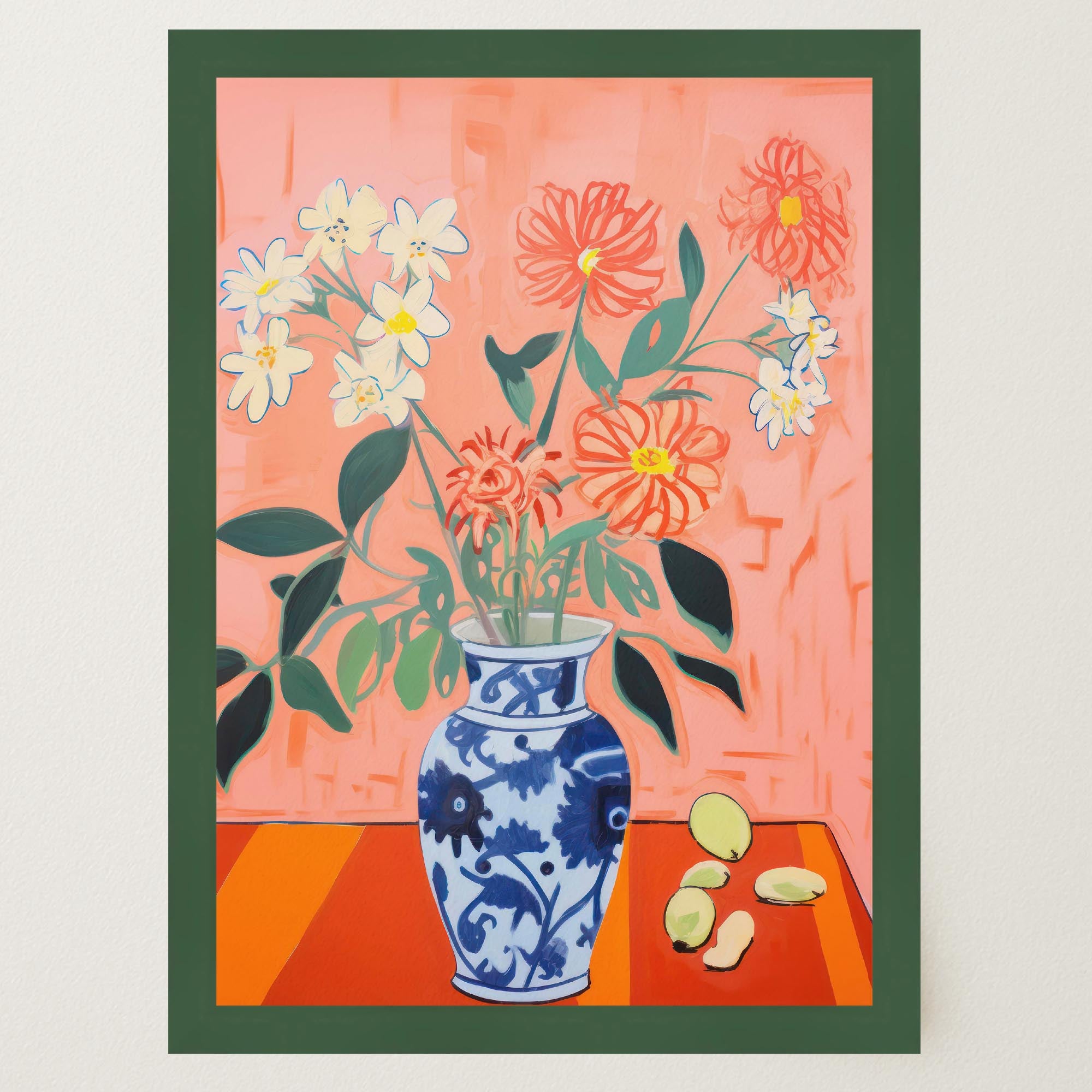 Colourful Floral Vase Still Life Wall Art Print-Skudaboo