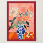 Colourful Floral Vase Still Life Wall Art Print-Skudaboo