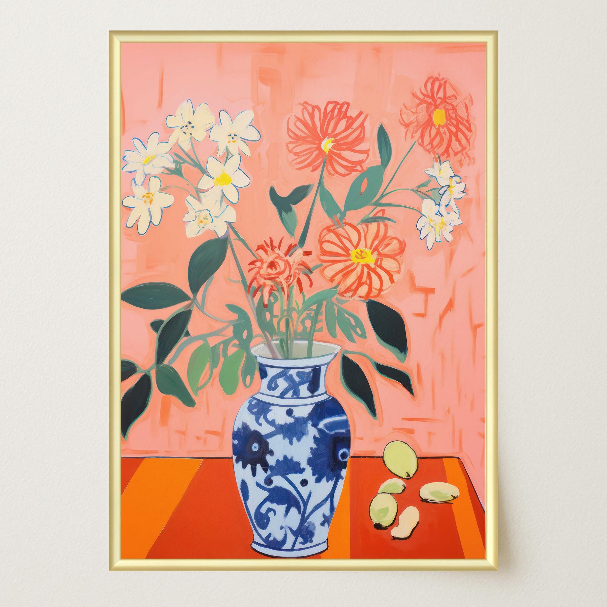 Colourful Floral Vase Still Life Wall Art Print-Skudaboo