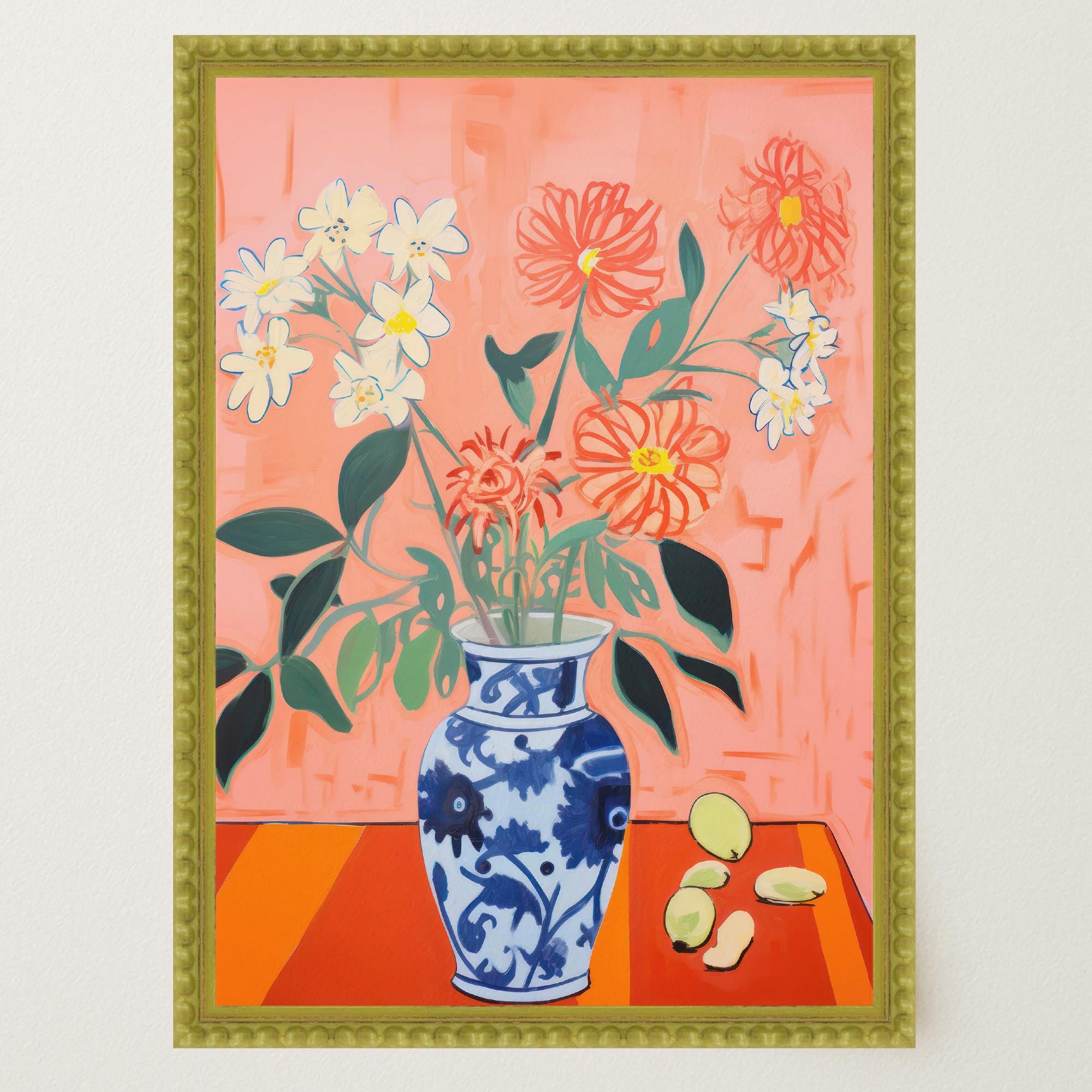 Colourful Floral Vase Still Life Wall Art Print-Skudaboo
